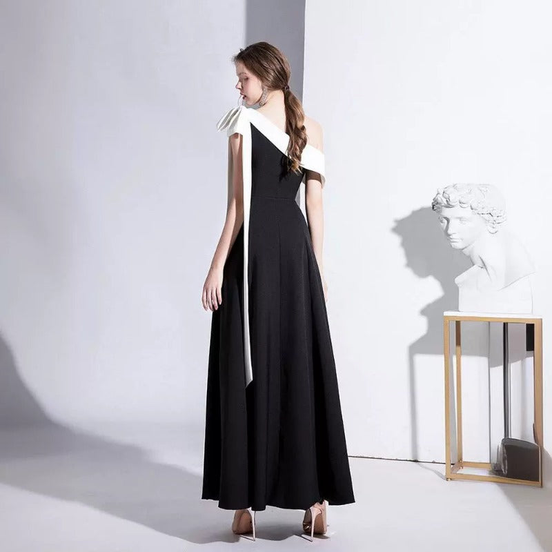 Nouvelle robe de soirée élégante à une épaule noire 2024 pour femme, robe longue amincissante pour l'été ltao678222889036 