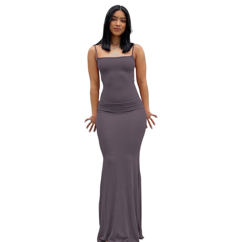 Casual Slim Fit Skims-Style Maxi Dress with Straps