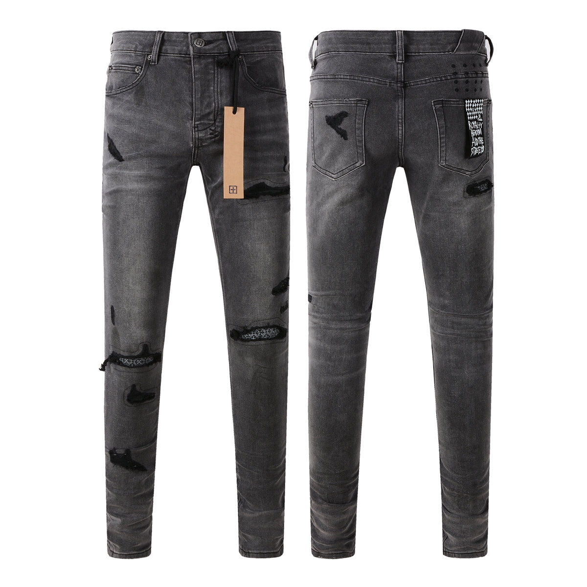 Pantalones vaqueros negros Essential Denim con parche de logotipo 3010