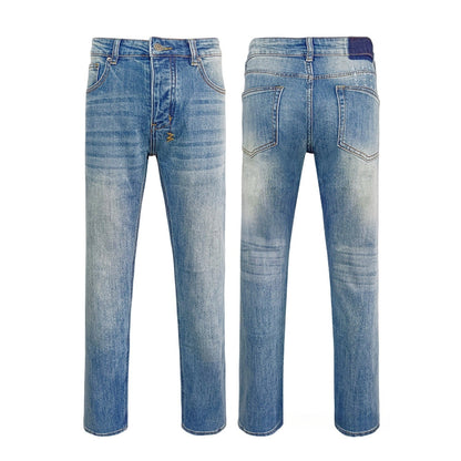 Light Blue High Waisted Flare Jeans with Heavy Whisker Detail and Distressed Rips - Retro Wide Leg Denim