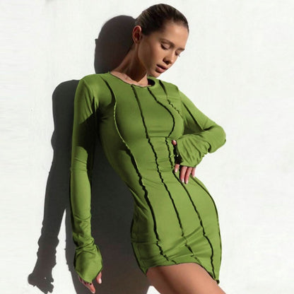 Nuevo vestido asimétrico ajustado con rayas 3D sexy de moda D1992744